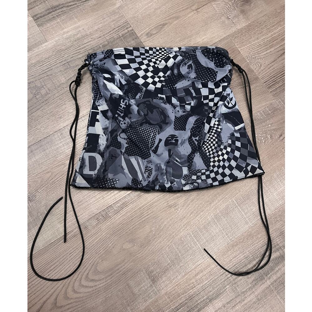 Edikted Black & Gray Y2K Printed Mesh Tube Top
